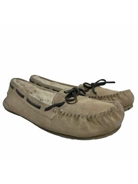 SOX-TAB Tan Suede Moccasins Slippers Hard Sole